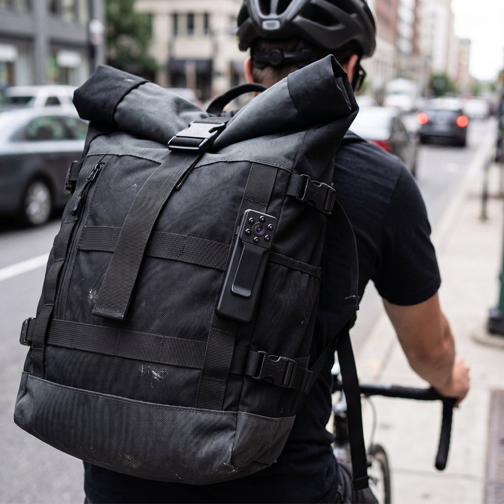Cámara NR en mochila de bicicleta