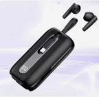Audífonos T21 con estuche deslizante que funciona como power bank, con pantalla de batería