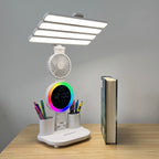 Lámpara Ventilador Cozy comparación de tamaño con libro
