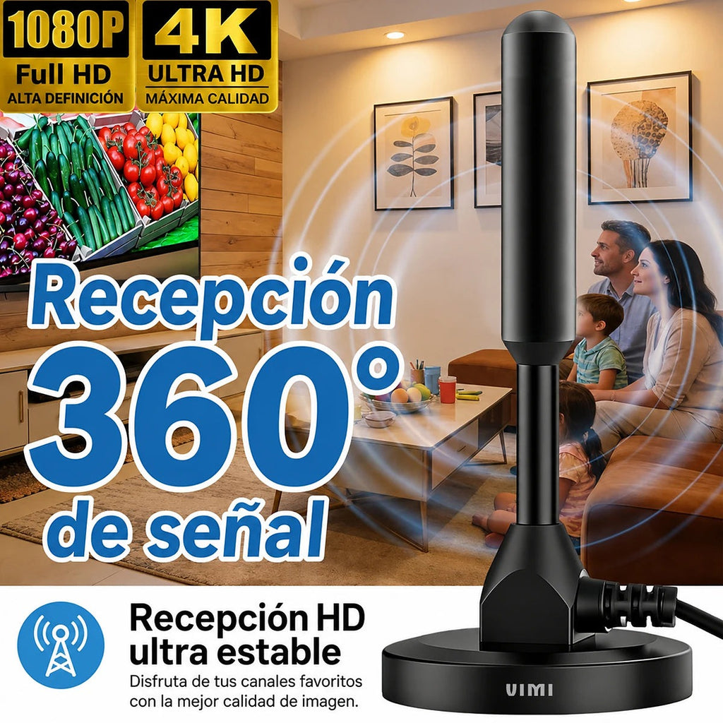 Antena de TV con recepción de señal 360°