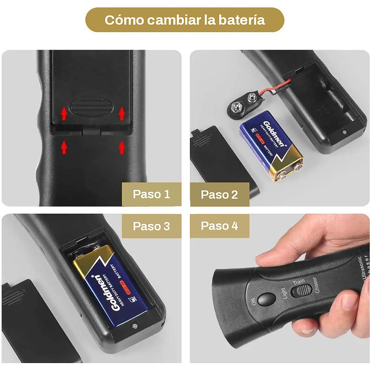 Cómo cambiar la batería del dispositivo antiladridos