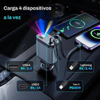 Cargador para carro: carga 4 dispositivos a la vez