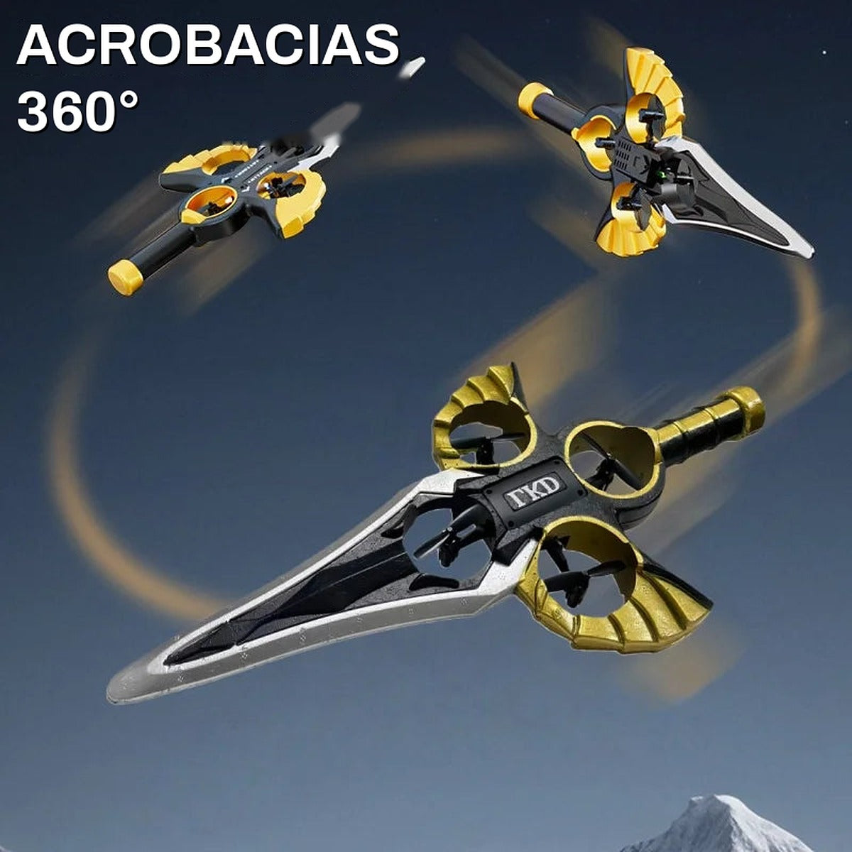 Drone espada haciendo acrobacias 360°