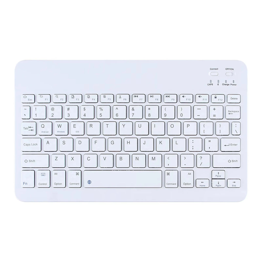 Teclado inalámbrico Bluetooth de 10 pulgadas, color blanco