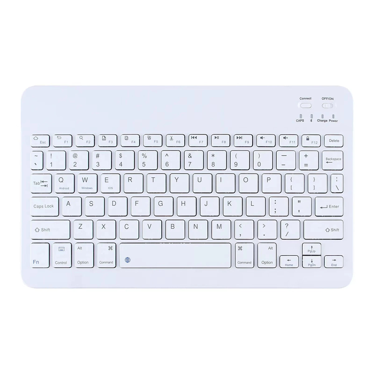 Teclado inalámbrico Bluetooth de 10 pulgadas, color blanco
