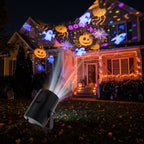Proyector LED Halloween en fachada de casa