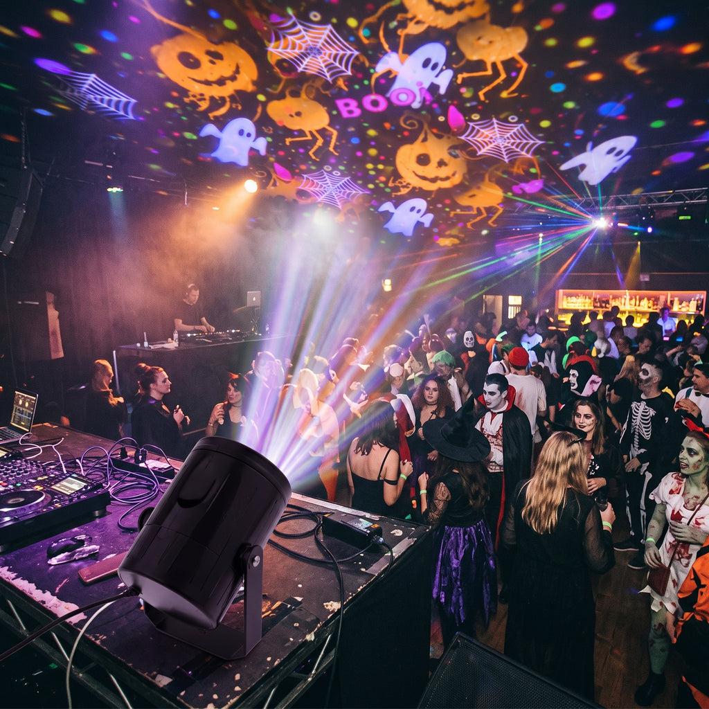 Proyector LED de Halloween en una fiesta